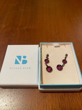 Nicole Barr Amethyst-Tone Faceted Drop Earrings
